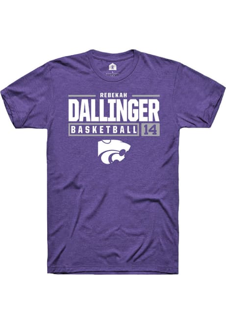 Rebekah Dallinger Purple K-State Wildcats NIL Stacked Box Short Sleeve T Shirt