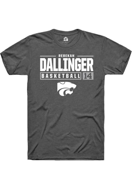 Rebekah Dallinger Dark Grey K-State Wildcats NIL Stacked Box Short Sleeve T Shirt