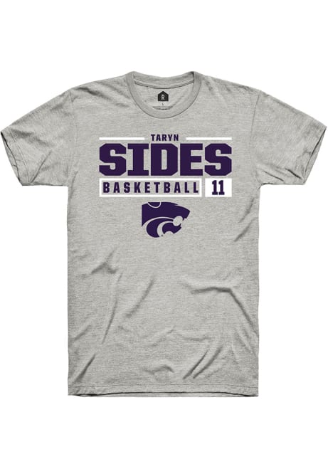 Taryn Sides Grey K-State Wildcats NIL Stacked Box Short Sleeve T Shirt