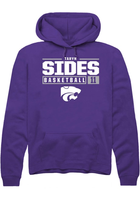 Taryn Sides Rally Mens Purple K-State Wildcats NIL Stacked Box Hooded Sweatshirt
