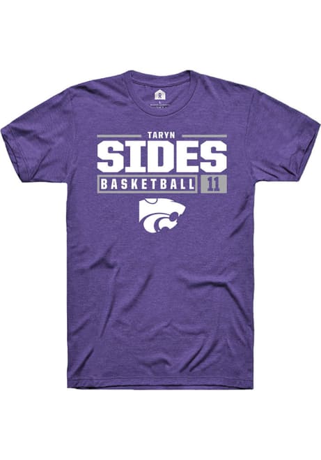 Taryn Sides Purple K-State Wildcats NIL Stacked Box Short Sleeve T Shirt