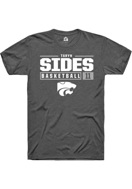 Taryn Sides Dark Grey K-State Wildcats NIL Stacked Box Short Sleeve T Shirt