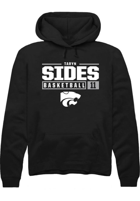 Taryn Sides Rally Mens Black K-State Wildcats NIL Stacked Box Hooded Sweatshirt