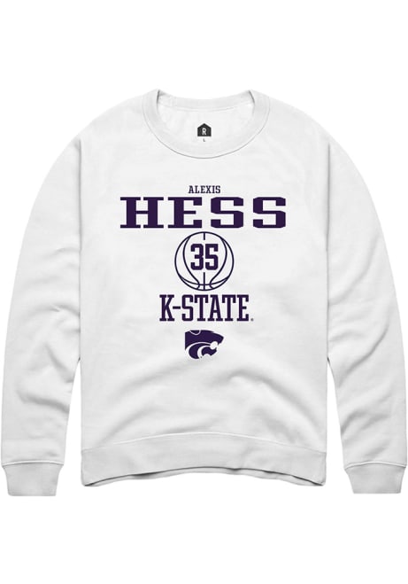 Alexis Hess Rally Mens White K-State Wildcats NIL Sport Icon Crew Sweatshirt