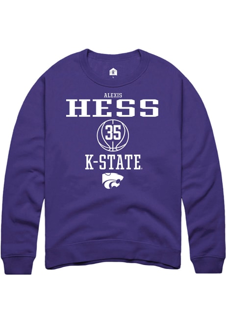 Alexis Hess Rally Mens Purple K-State Wildcats NIL Sport Icon Crew Sweatshirt