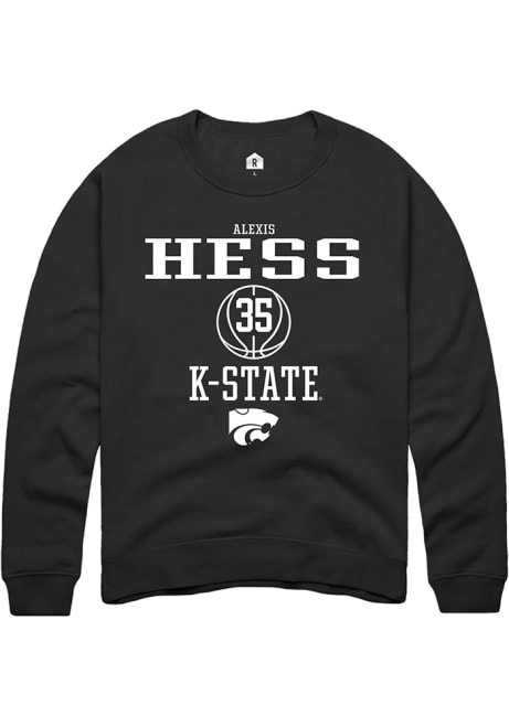 Alexis Hess Rally Mens Black K-State Wildcats NIL Sport Icon Crew Sweatshirt