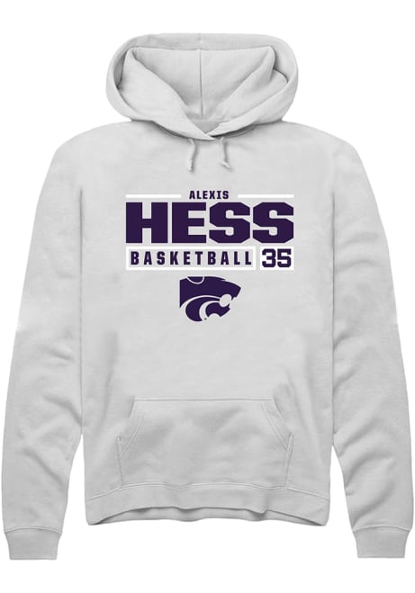 Alexis Hess Rally Mens White K-State Wildcats NIL Stacked Box Hooded Sweatshirt