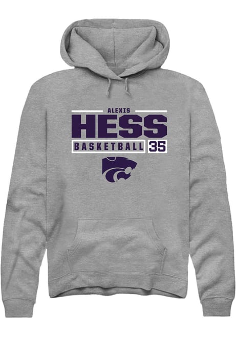 Alexis Hess Rally Mens Graphite K-State Wildcats NIL Stacked Box Hooded Sweatshirt