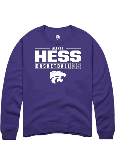 Alexis Hess Rally Mens Purple K-State Wildcats NIL Stacked Box Crew Sweatshirt
