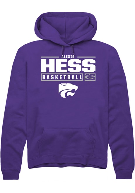 Alexis Hess Rally Mens Purple K-State Wildcats NIL Stacked Box Hooded Sweatshirt
