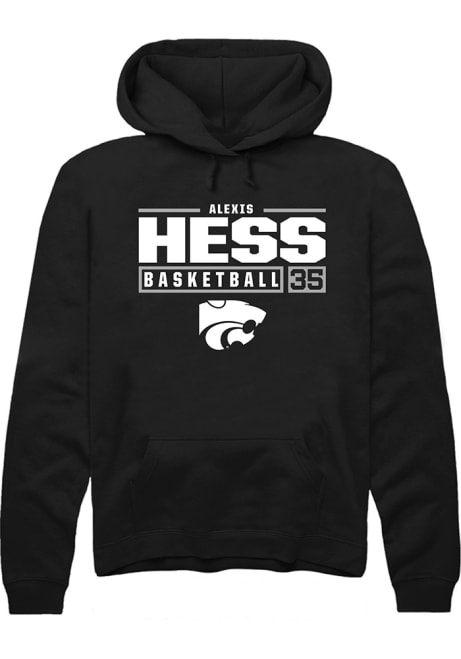 Alexis Hess Rally Mens Black K-State Wildcats NIL Stacked Box Hooded Sweatshirt