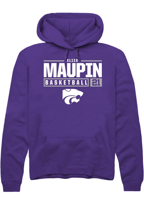 Eliza Maupin Rally Mens Purple K-State Wildcats NIL Stacked Box Hooded Sweatshirt
