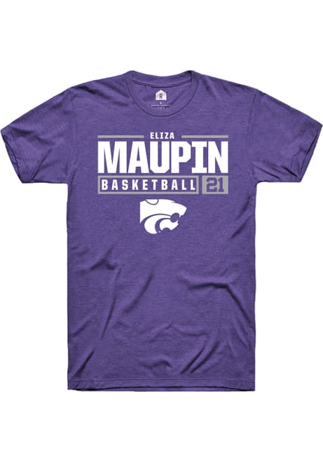 Eliza Maupin Purple K-State Wildcats NIL Stacked Box Short Sleeve T Shirt