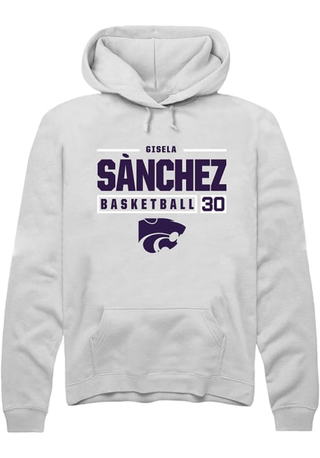Gisela Sánchez Rally Mens White K-State Wildcats NIL Stacked Box Hooded Sweatshirt