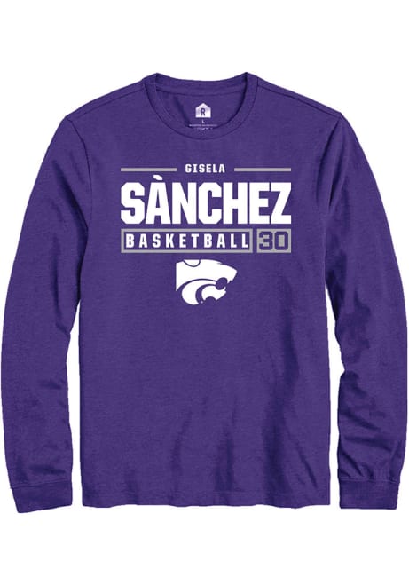 Gisela Sánchez Rally Mens Purple K-State Wildcats NIL Stacked Box Tee