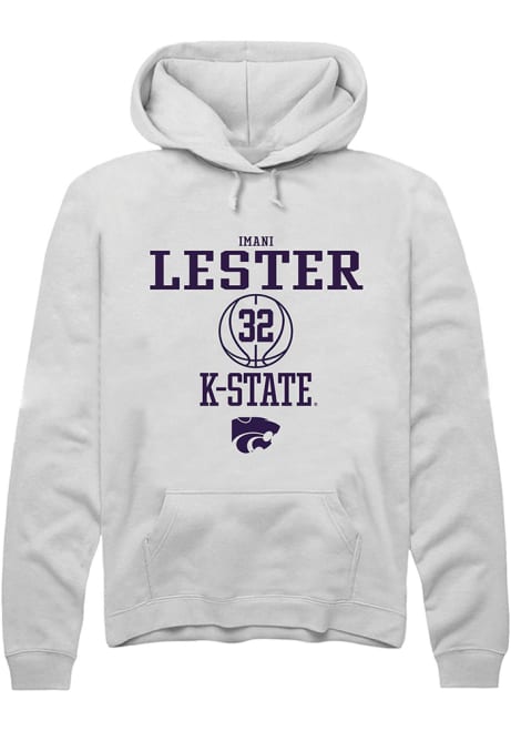 Imani Lester Rally Mens White K-State Wildcats NIL Sport Icon Hooded Sweatshirt