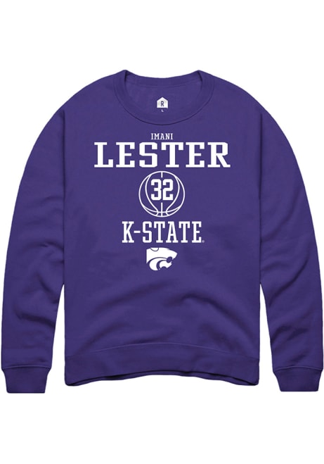 Imani Lester Rally Mens Purple K-State Wildcats NIL Sport Icon Crew Sweatshirt