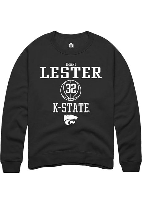 Imani Lester Rally Mens Black K-State Wildcats NIL Sport Icon Crew Sweatshirt