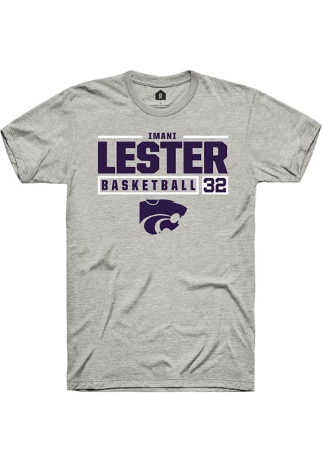 Imani Lester Ash K-State Wildcats NIL Stacked Box Short Sleeve T Shirt