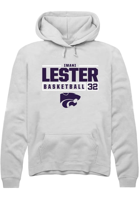 Imani Lester Rally Mens White K-State Wildcats NIL Stacked Box Hooded Sweatshirt