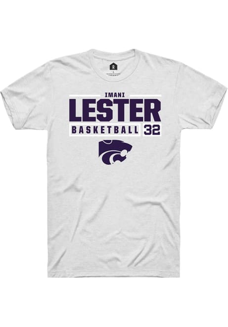 Imani Lester White K-State Wildcats NIL Stacked Box Short Sleeve T Shirt
