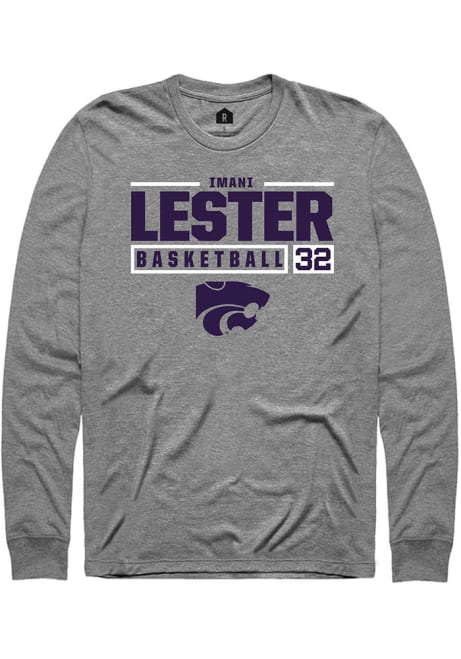 Imani Lester Rally Mens Graphite K-State Wildcats NIL Stacked Box Tee