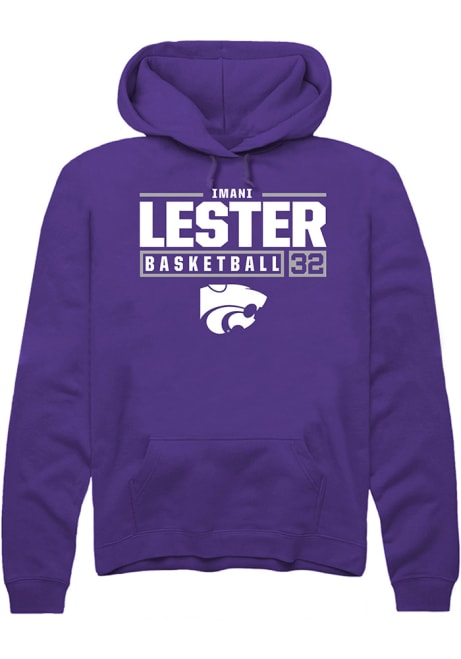 Imani Lester Rally Mens Purple K-State Wildcats NIL Stacked Box Hooded Sweatshirt
