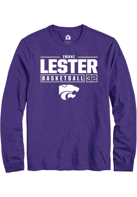 Imani Lester Rally Mens Purple K-State Wildcats NIL Stacked Box Tee