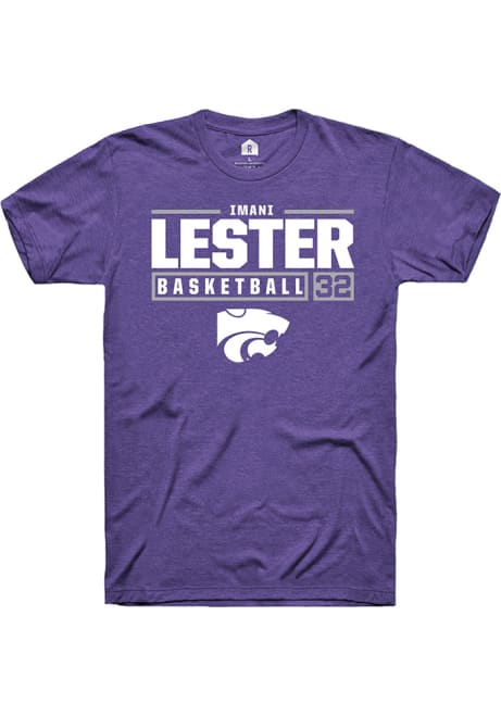 Imani Lester Purple K-State Wildcats NIL Stacked Box Short Sleeve T Shirt