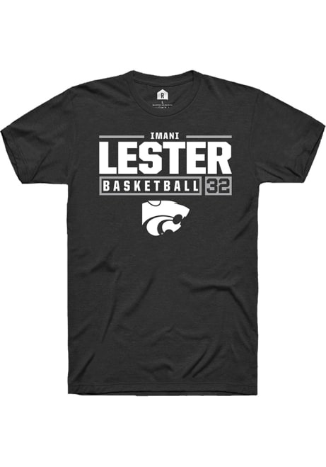 Imani Lester Black K-State Wildcats NIL Stacked Box Short Sleeve T Shirt