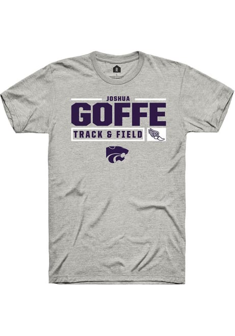 Joshua Goffe Ash K-State Wildcats NIL Stacked Box Short Sleeve T Shirt