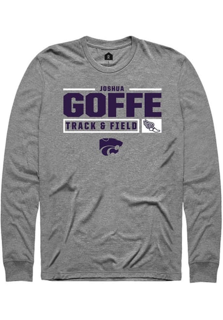 Joshua Goffe Rally Mens Graphite K-State Wildcats NIL Stacked Box Tee
