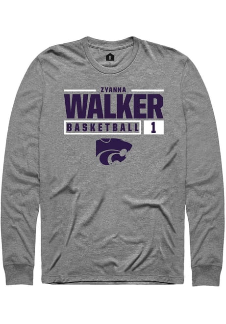 Zyanna Walker Rally Mens Graphite K-State Wildcats NIL Stacked Box Tee