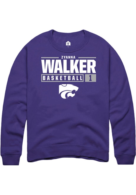 Zyanna Walker Rally Mens Purple K-State Wildcats NIL Stacked Box Crew Sweatshirt