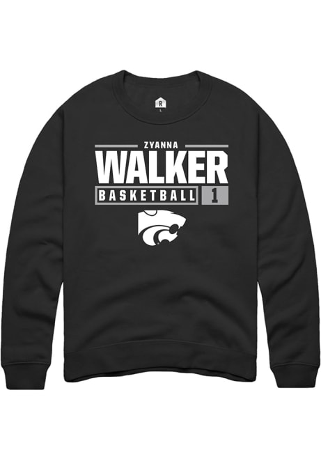 Zyanna Walker Rally Mens Black K-State Wildcats NIL Stacked Box Crew Sweatshirt