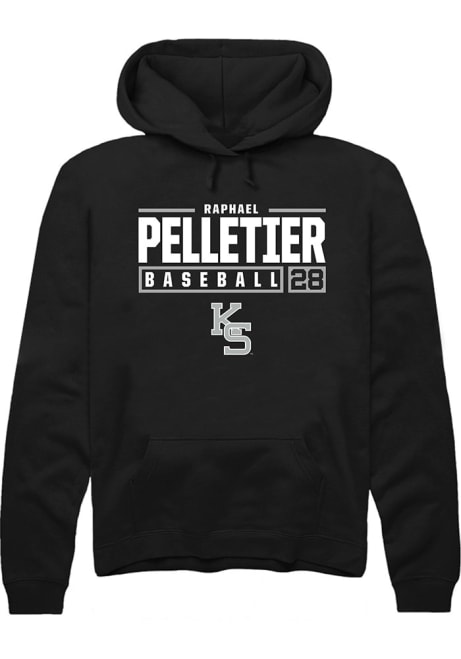 Raphael Pelletier Rally Mens Black K-State Wildcats NIL Stacked Box Hooded Sweatshirt