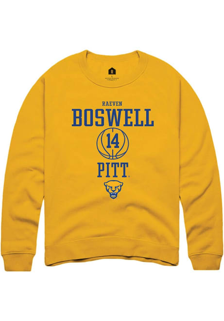 Raeven Boswell Rally Mens Gold Pitt Panthers NIL Sport Icon Crew Sweatshirt