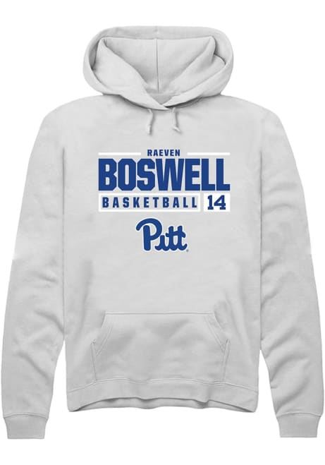 Raeven Boswell Rally Mens White Pitt Panthers NIL Stacked Box Hooded Sweatshirt