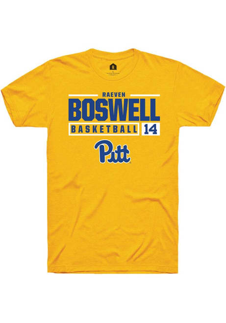 Raeven Boswell Gold Pitt Panthers NIL Stacked Box Short Sleeve T Shirt