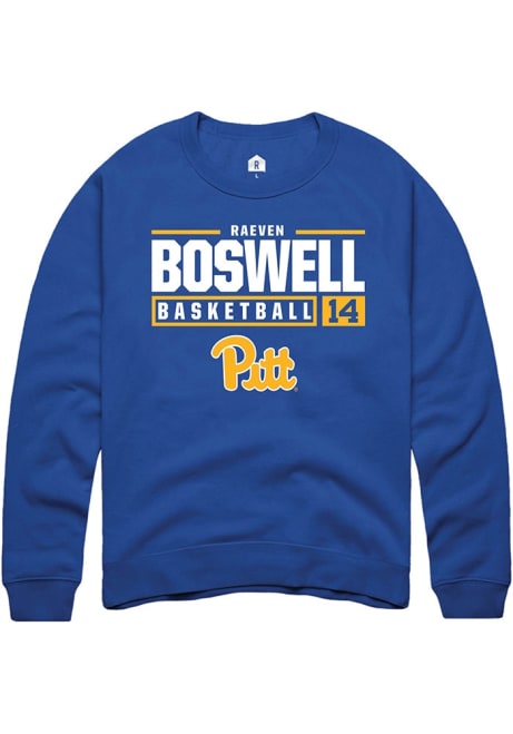 Raeven Boswell Rally Mens Blue Pitt Panthers NIL Stacked Box Crew Sweatshirt