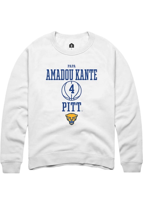 Papa Amadou Kante Rally Mens White Pitt Panthers NIL Sport Icon Crew Sweatshirt