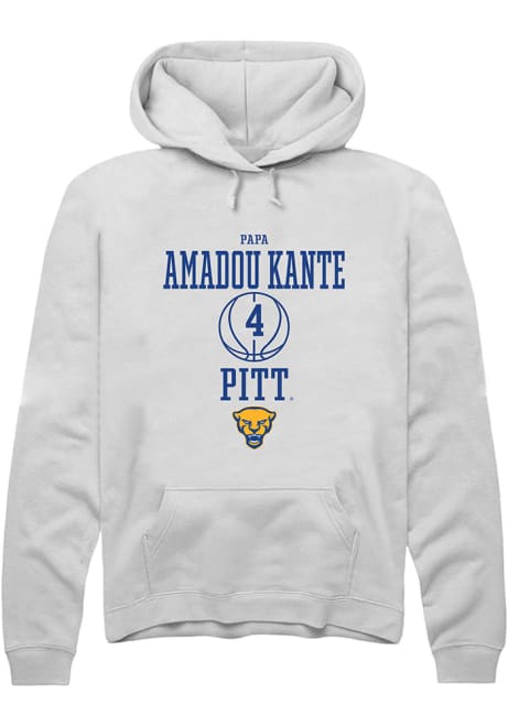 Papa Amadou Kante Rally Mens White Pitt Panthers NIL Sport Icon Hooded Sweatshirt