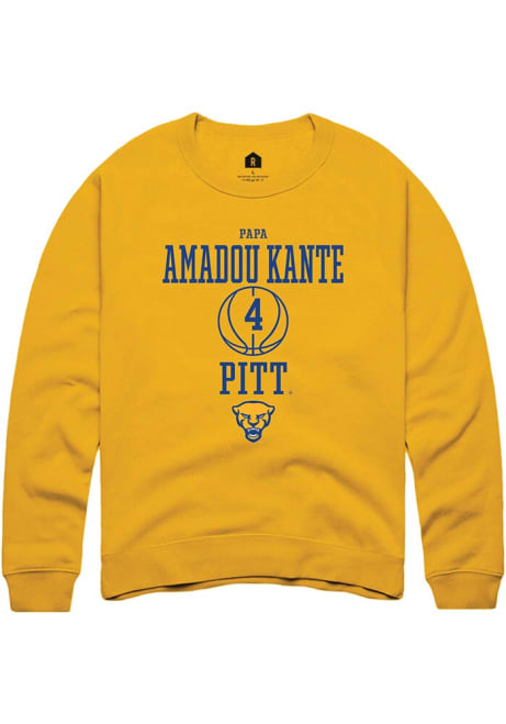 Papa Amadou Kante Rally Mens Gold Pitt Panthers NIL Sport Icon Crew Sweatshirt