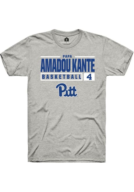 Papa Amadou Kante Ash Pitt Panthers NIL Stacked Box Short Sleeve T Shirt