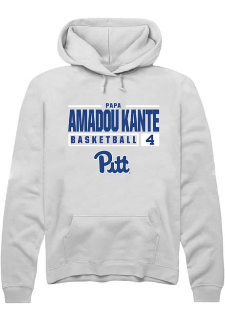 Papa Amadou Kante Rally Mens White Pitt Panthers NIL Stacked Box Hooded Sweatshirt