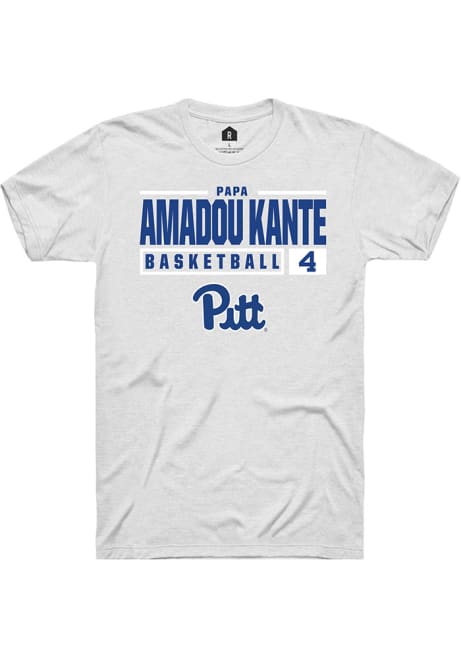 Papa Amadou Kante White Pitt Panthers NIL Stacked Box Short Sleeve T Shirt