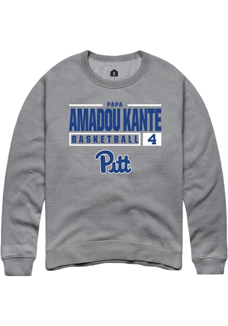 Papa Amadou Kante Rally Mens Graphite Pitt Panthers NIL Stacked Box Crew Sweatshirt