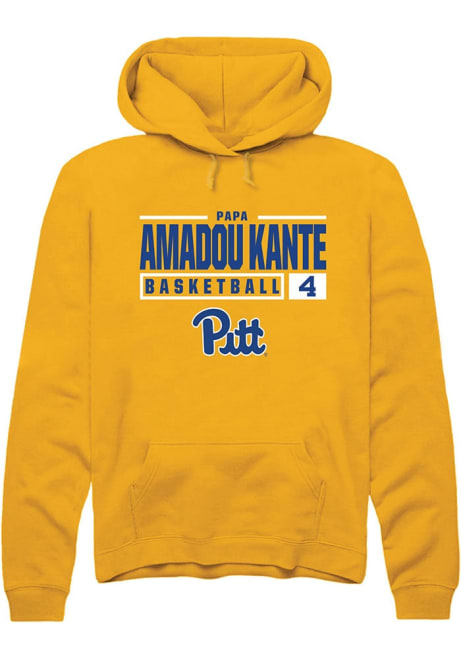 Papa Amadou Kante Rally Mens Gold Pitt Panthers NIL Stacked Box Hooded Sweatshirt