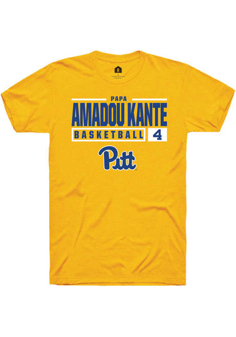 Papa Amadou Kante Gold Pitt Panthers NIL Stacked Box Short Sleeve T Shirt