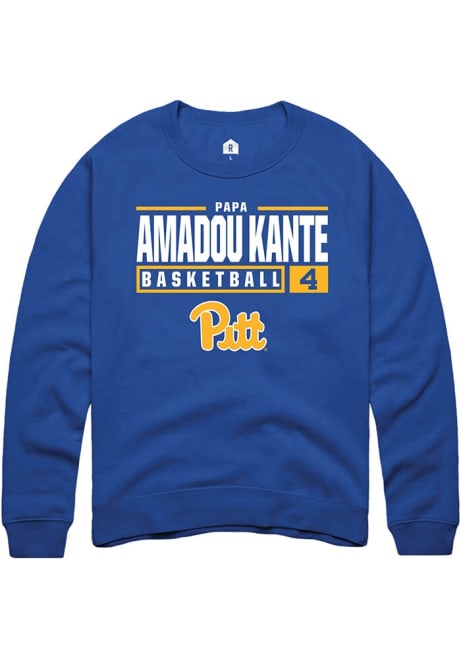 Papa Amadou Kante Rally Mens Blue Pitt Panthers NIL Stacked Box Crew Sweatshirt